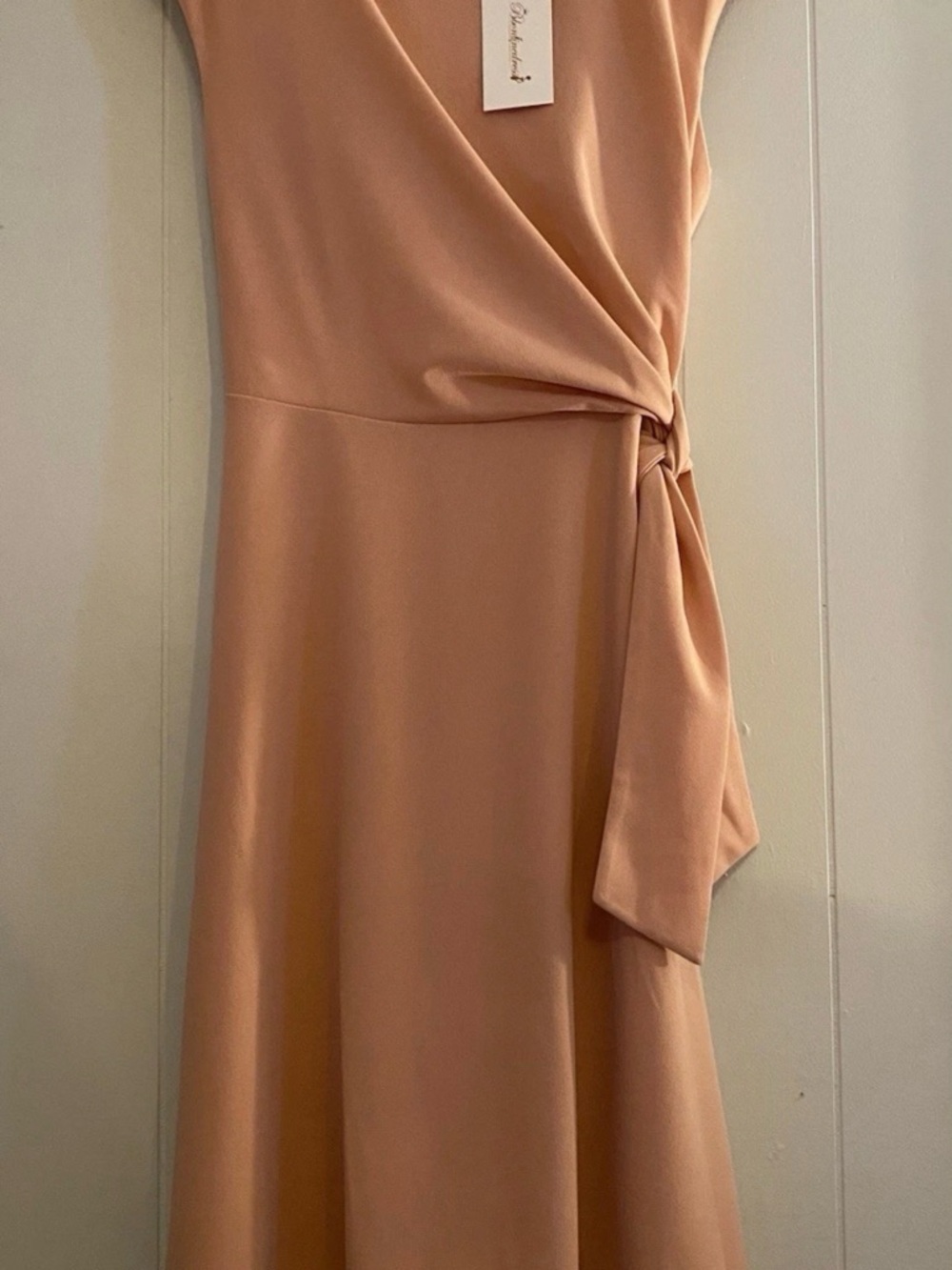 Twist-Waist Midi Dress in Peachy Blush. NWT